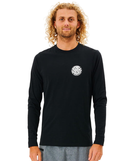 Rip Curl Men's Standard Icons of Surf Long Sleeve UPF 50+ Loose Fit Rashguard, Black