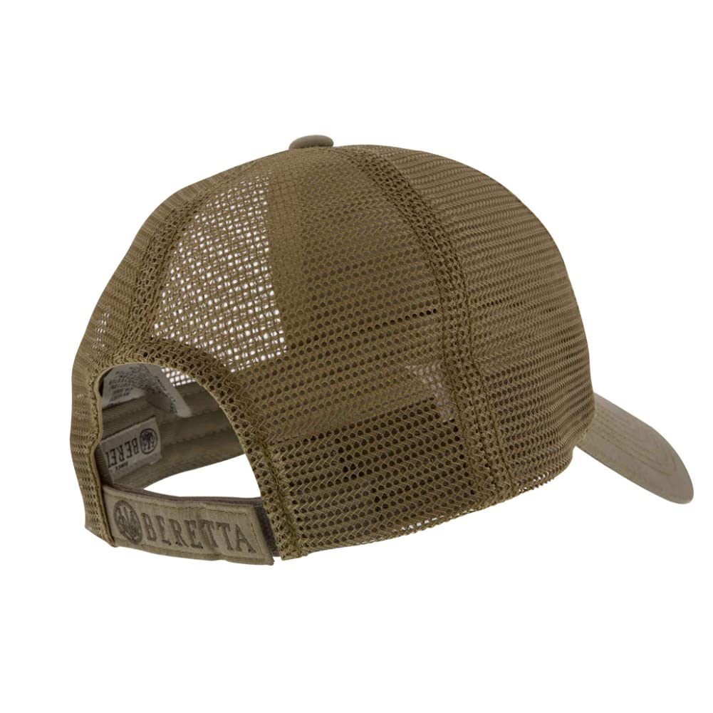 Beretta Men's Hunting Outdoor Casual Mesh Back Adjustable Tac Patch Trident Hat - One Size Fits Most, British Khaki