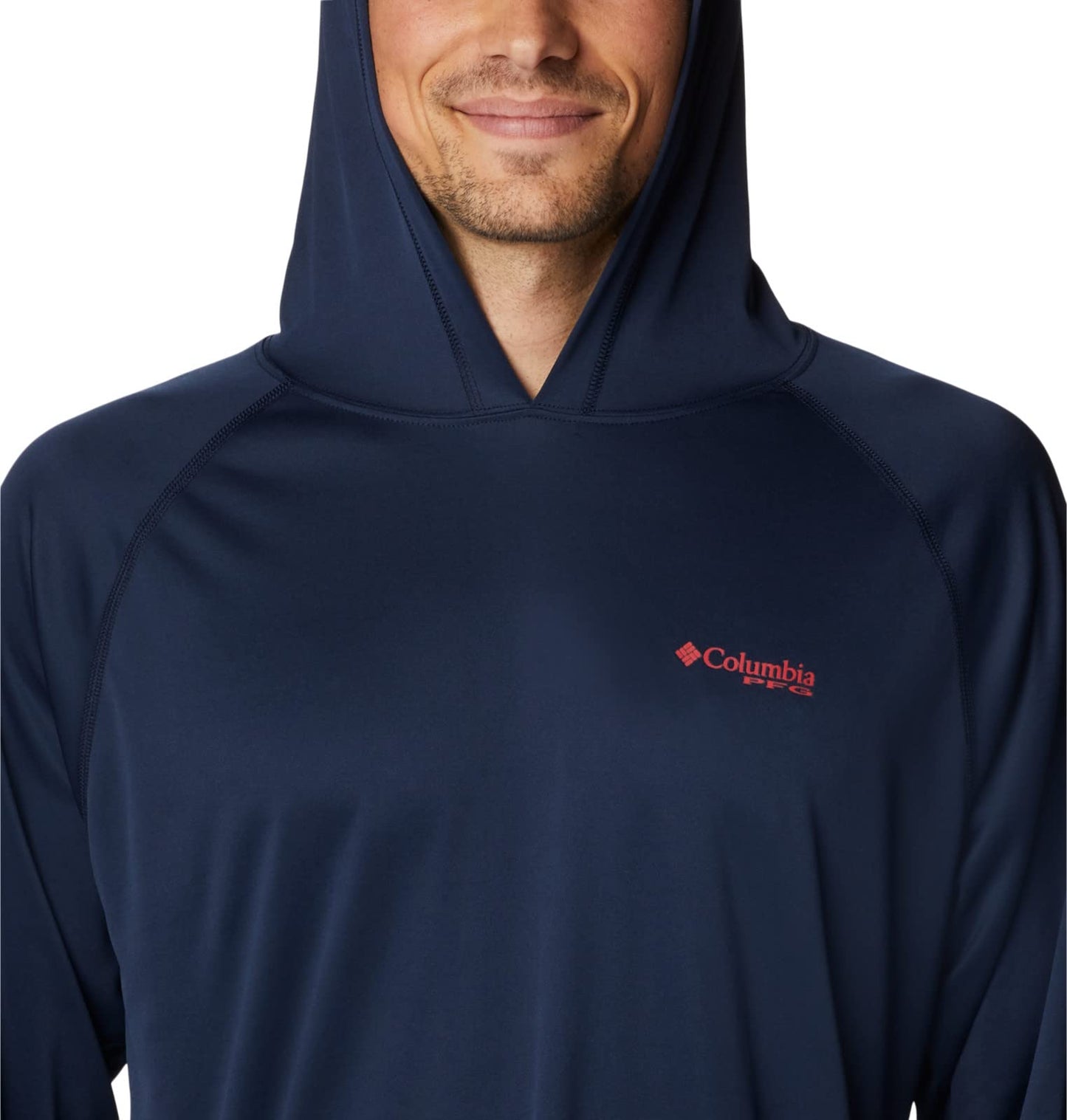Columbia Men's Terminal Tackle Hoodie, Coll Navy/Sunset Red Logo, Medium