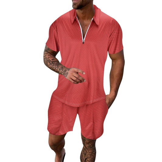 YWASYA men's tracksuits 2 piece outfit,mens two piece outfits sets summer big and tall 1/4 zipper polo shirts and athletic shorts set tracksuits for men set