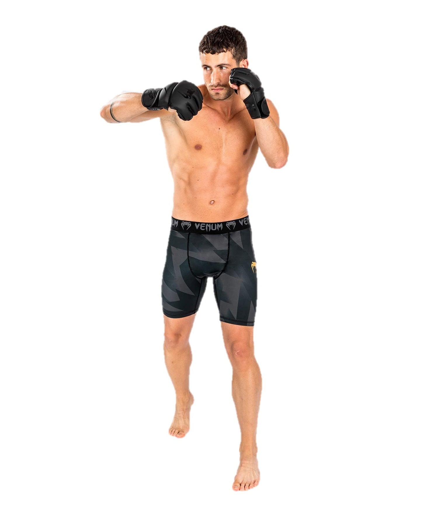 Venum Men's Standard Razor Vale Tudo Shorts, Black/Gold, Large