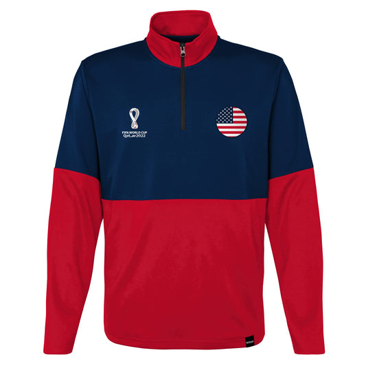 Outerstuff Mens FIFA World Cup Country 1/4 Zip Top, Red-Navy, X-Large