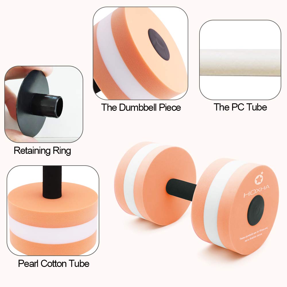 Water Dumbells, Aquatic Exercise Dumbell Set of 2 Water Aerobic Exercise Foam Dumbbells Pool Resistance Water Fitness Equipment for Weight Loss (Orange)
