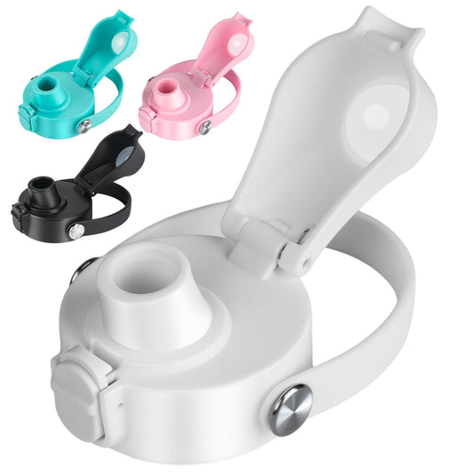 EIPOSAU Auto Flip Lid for Hydro Flask Wide Mouth, Great Spout Lid for Simple Modern, Fits for Iron Flask and Other Brands, Replacement Lid with Button Lock, White