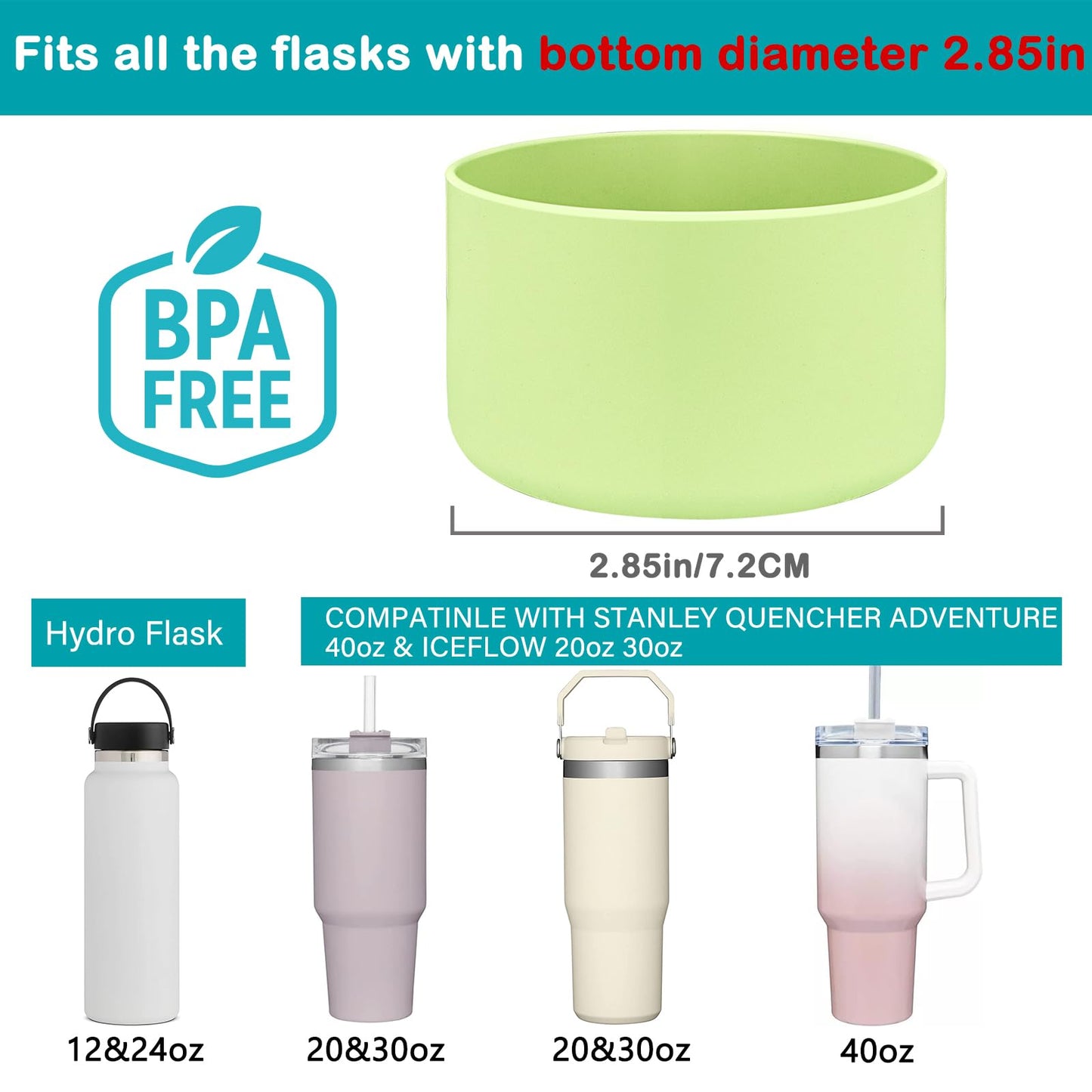 HEYSKAY 2pcs Protective Flask Silicone Boot Base for Stanley Quencher Adventure 40oz & Stanley IceFlow 20oz 30oz Tumbler, and Compatible with 12-24oz Hydro Sport Water Bottles,Yeti and More