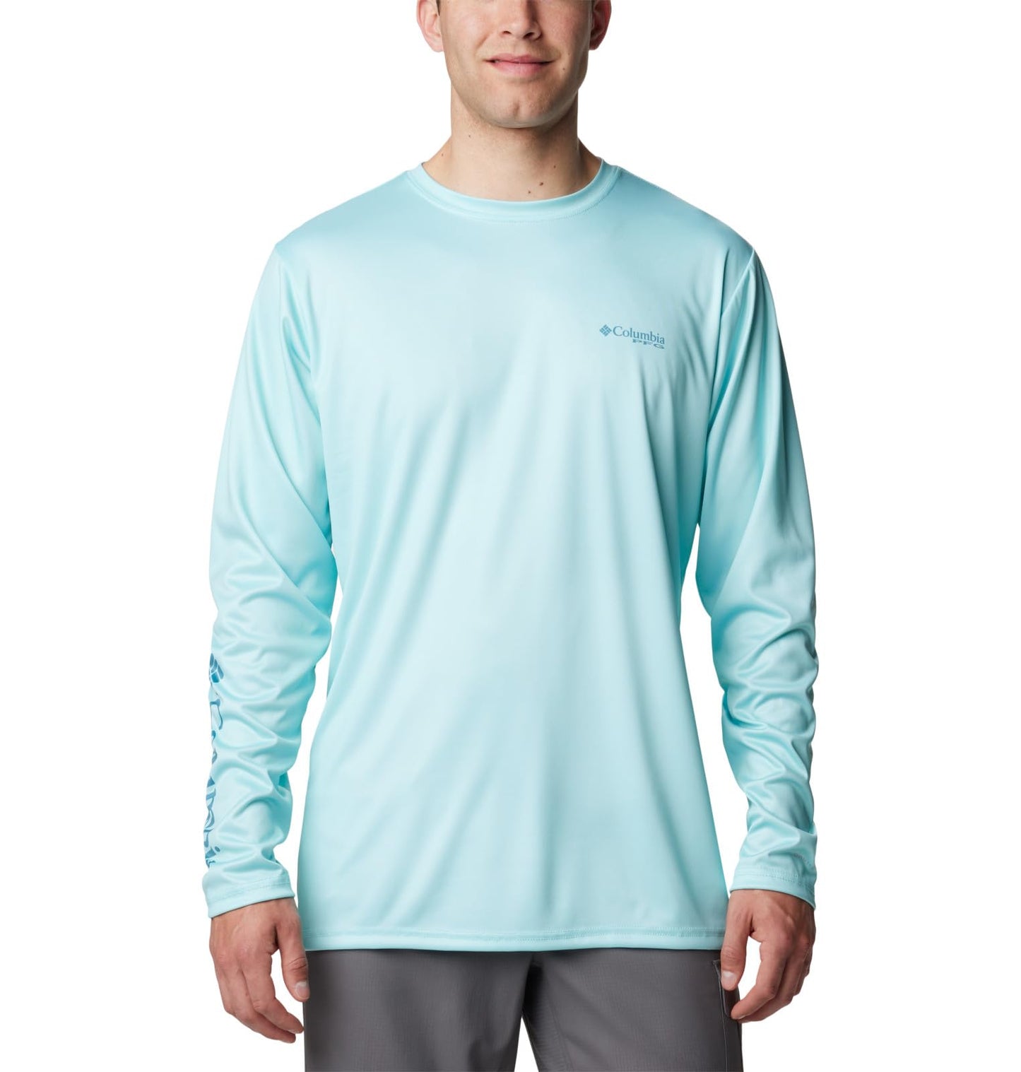 Columbia Men's Terminal Tackle PFG Fish Star Long Sleeve, Gulf Stream/Canyon Blue Marlin Gradient, Medium