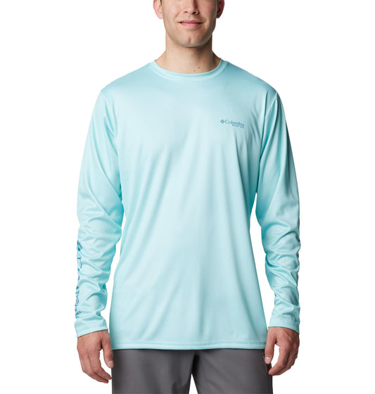 Columbia Men's Terminal Tackle PFG Fish Star Long Sleeve, Gulf Stream/Canyon Blue Marlin Gradient, Medium