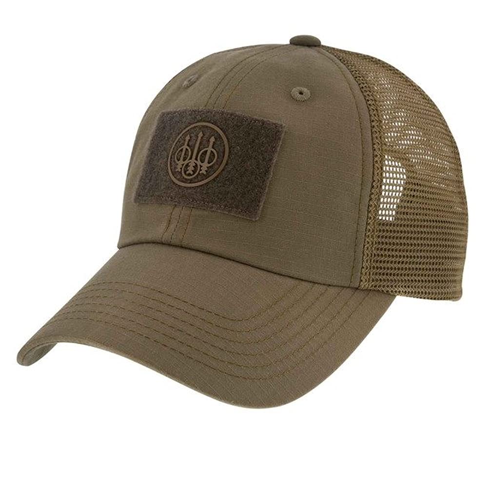 Beretta Men's Hunting Outdoor Casual Mesh Back Adjustable Tac Patch Trident Hat - One Size Fits Most, British Khaki