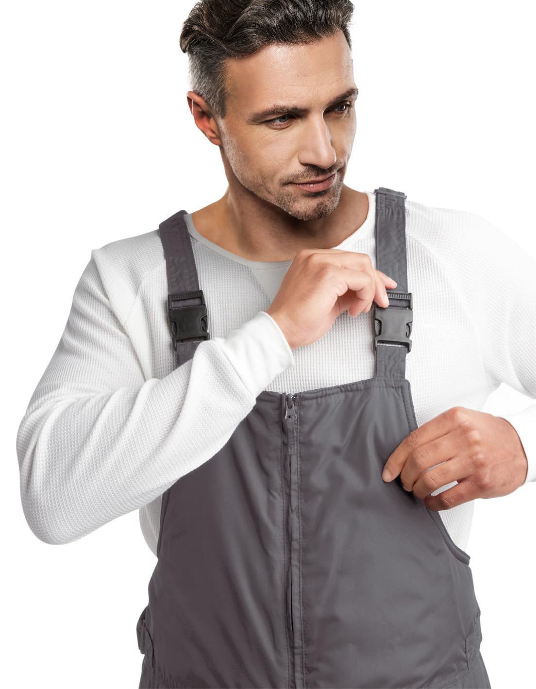 Arctic Hero Men’s Snow Bib – Insulated Waterproof Snow Pants Ski/Snowboard Overalls (S-2XL), Size Large, Grey