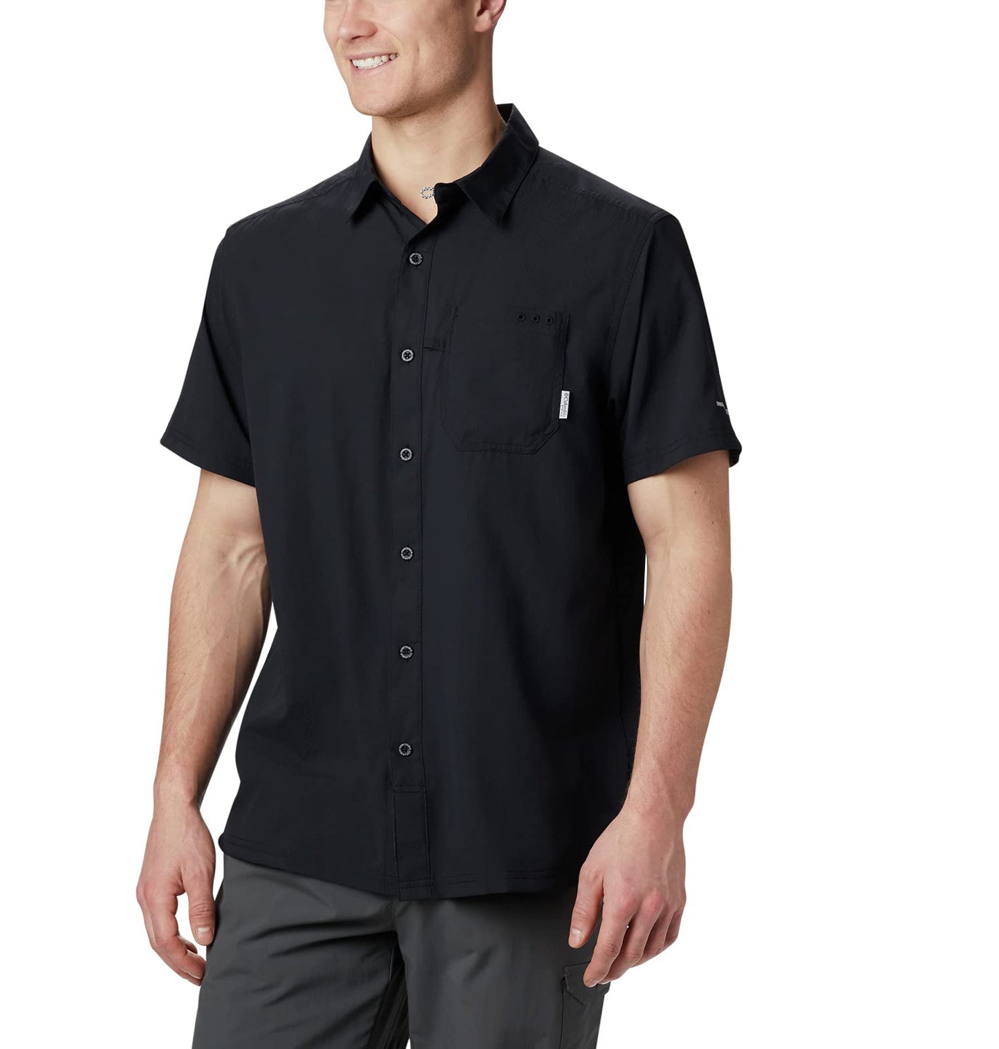 Columbia Mens Slack Tide Short Sleeve Camp Shirt, Black, 1X