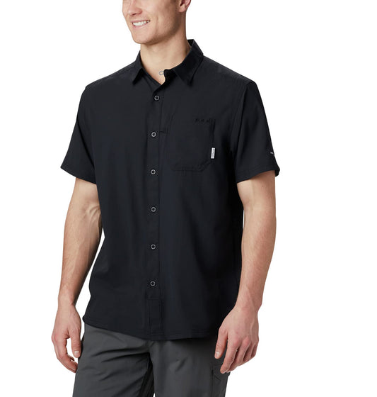 Columbia Mens Slack Tide Short Sleeve Camp Shirt, Black, 1X
