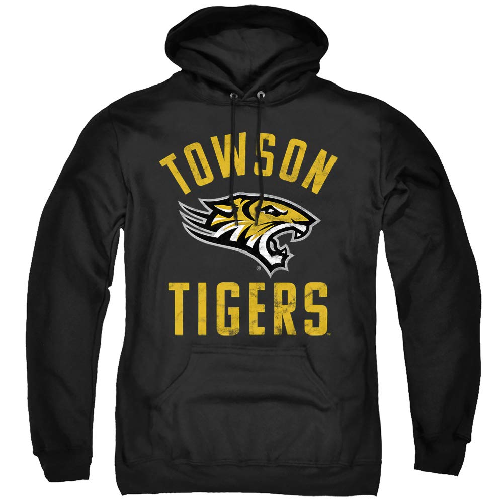 Towson University Official Tigers Logo Unisex Adult Pull-Over Hoodie, Black, X-Large