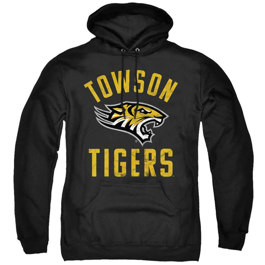 Towson University Official Tigers Logo Unisex Adult Pull-Over Hoodie, Black, X-Large
