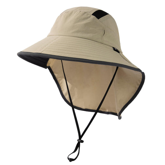 TOP-EX M/L/XL/XXL Unisex Mens Sun Hat for Women with Neck Flap Sunglass Lock UV Protection Wide Brim Fishing Hats Waterproof & Packable Beige L/XL