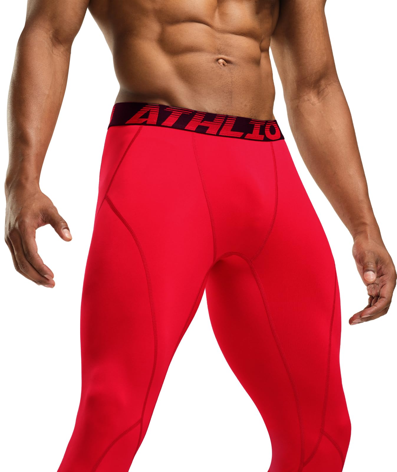 ATHLIO Men's Thermal Compression Pants, Athletic Running Tights & Sports Leggings, Wintergear Base Layer Bottoms, 3pack Thermal Pants Black/Charcoal/Red, Large