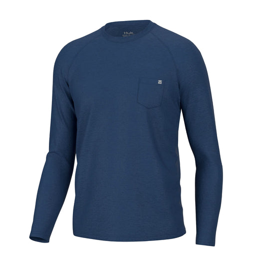HUK Standard Waypoint Long Sleeve Shirt, Performance Fishing Tee for Men, Set Sail, Medium