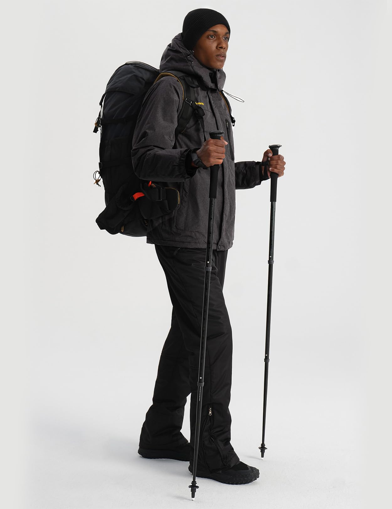 GEMYSE Men's Ski Snow Jacket Warm Winter Waterproof Coat Snowboard Rain Jacket Hooded Windproof Windbreaker（Graphite Grey,3X-Large）