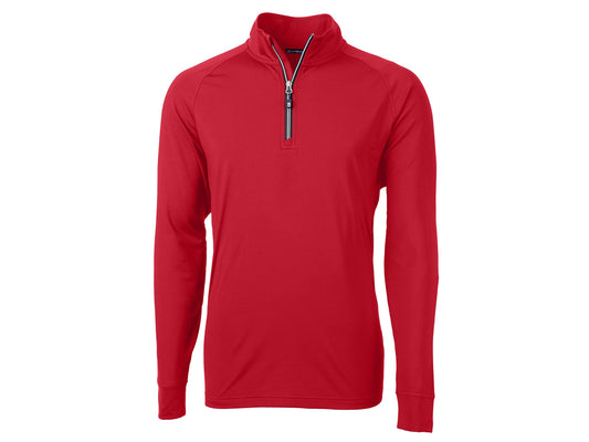Cutter & Buck Long Sleeve Adapt Eco Knit Stretch Recycled Mens Big and Tall Quarter Zip Pullover, Red, 5XB