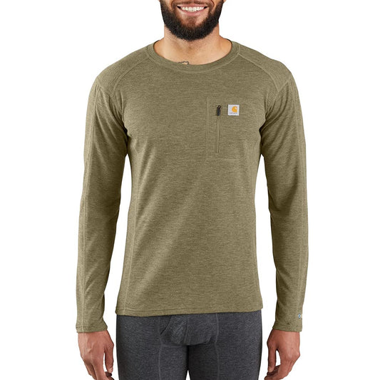Carhartt mens Force Heavyweight Thermal Long Sleeve Pocket Shirt Base Layer Top, Burnt Olive Heather, XX-Large US