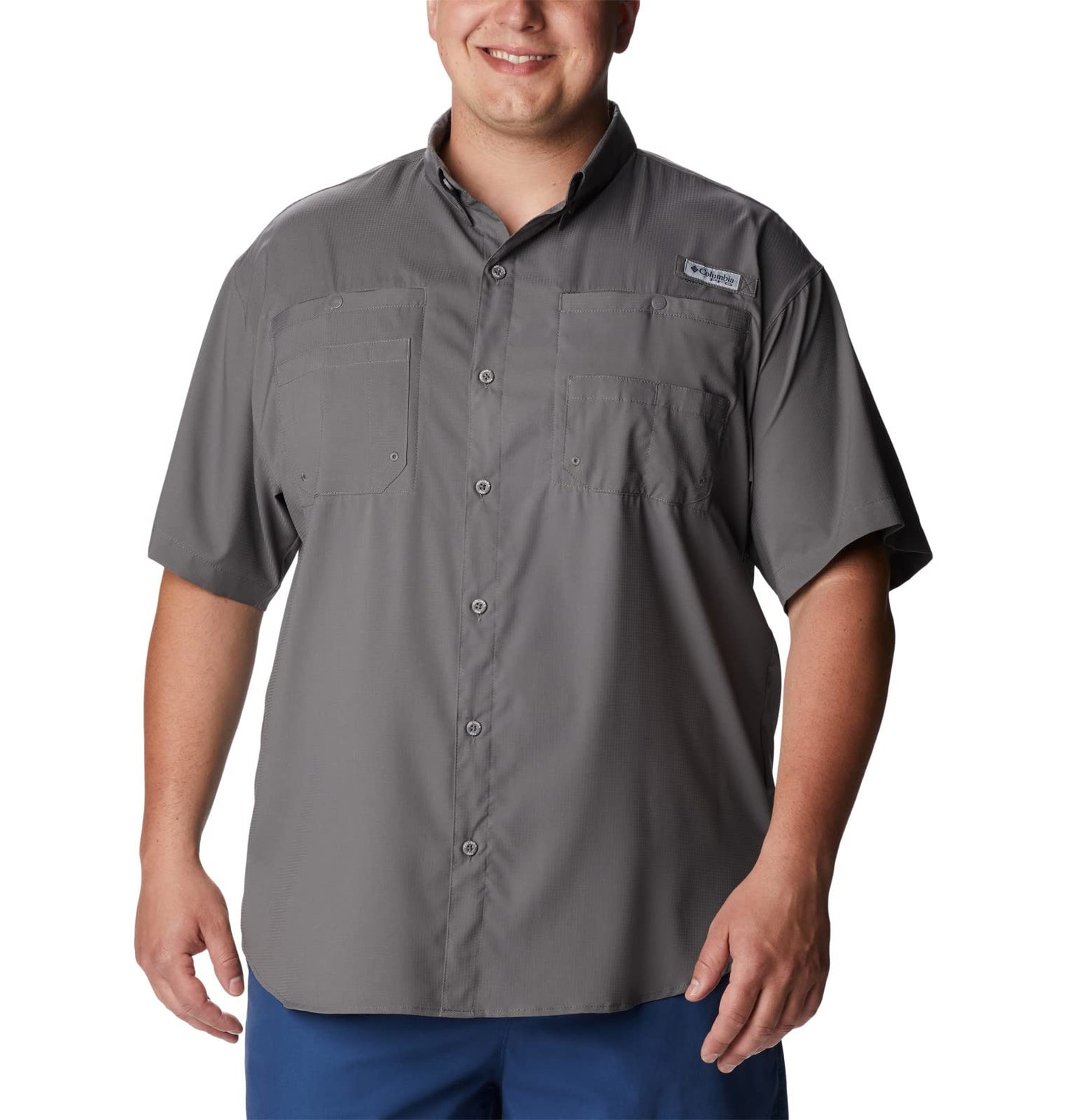 Columbia Mens PFG Tamiami II Short Sleeve Fishing Shirt, City Grey, Large
