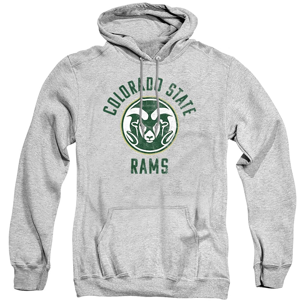 Colorado State University Official Rams Logo Unisex Adult Pull-Over Hoodie ,Athletic Heather, X-Large CLCCSU201D-AFTH-4