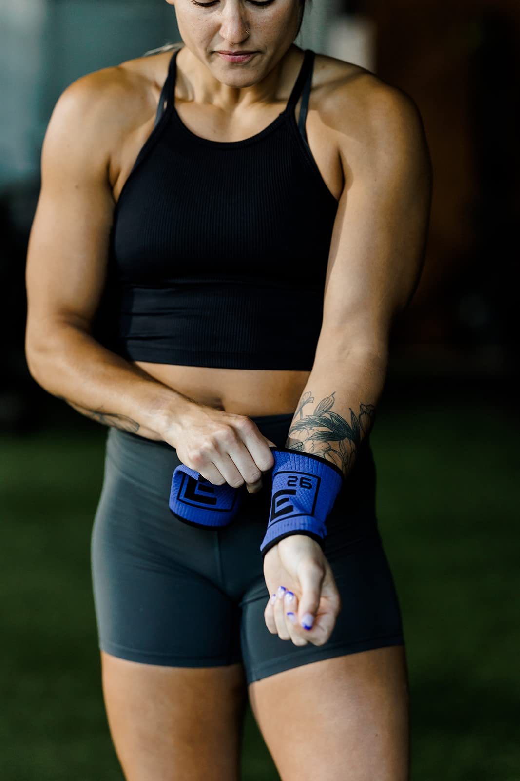 Element 26 Sweat Wicking Wrist Bands (4 Pack), Blue, Medium - Sweat Bands for Wrists - Sweat Bands for Cross Training, Weightlifting, Functional Fitness, WODs, Sports