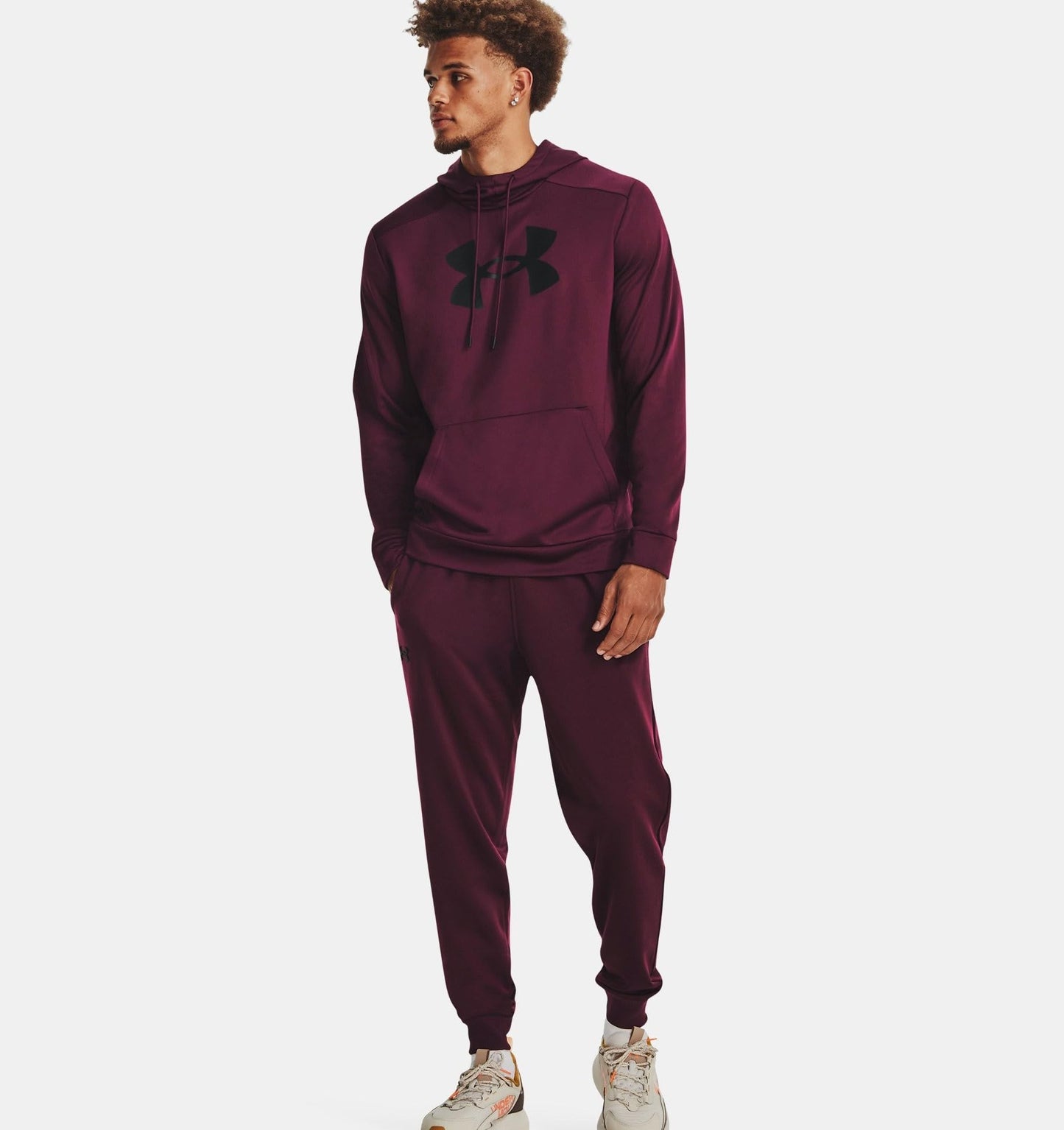 Under Armour mens Armour Fleece Big Logo Hoodie, (600) Dark Maroon / / Black, Large