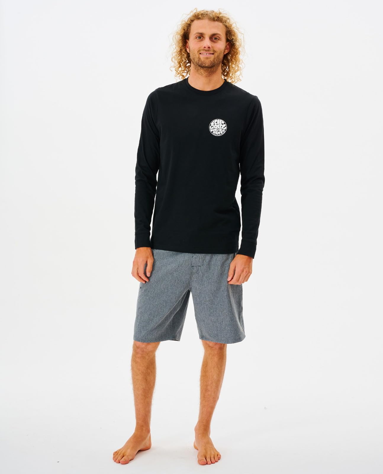 Rip Curl Men's Standard Icons of Surf Long Sleeve UPF 50+ Loose Fit Rashguard, Black