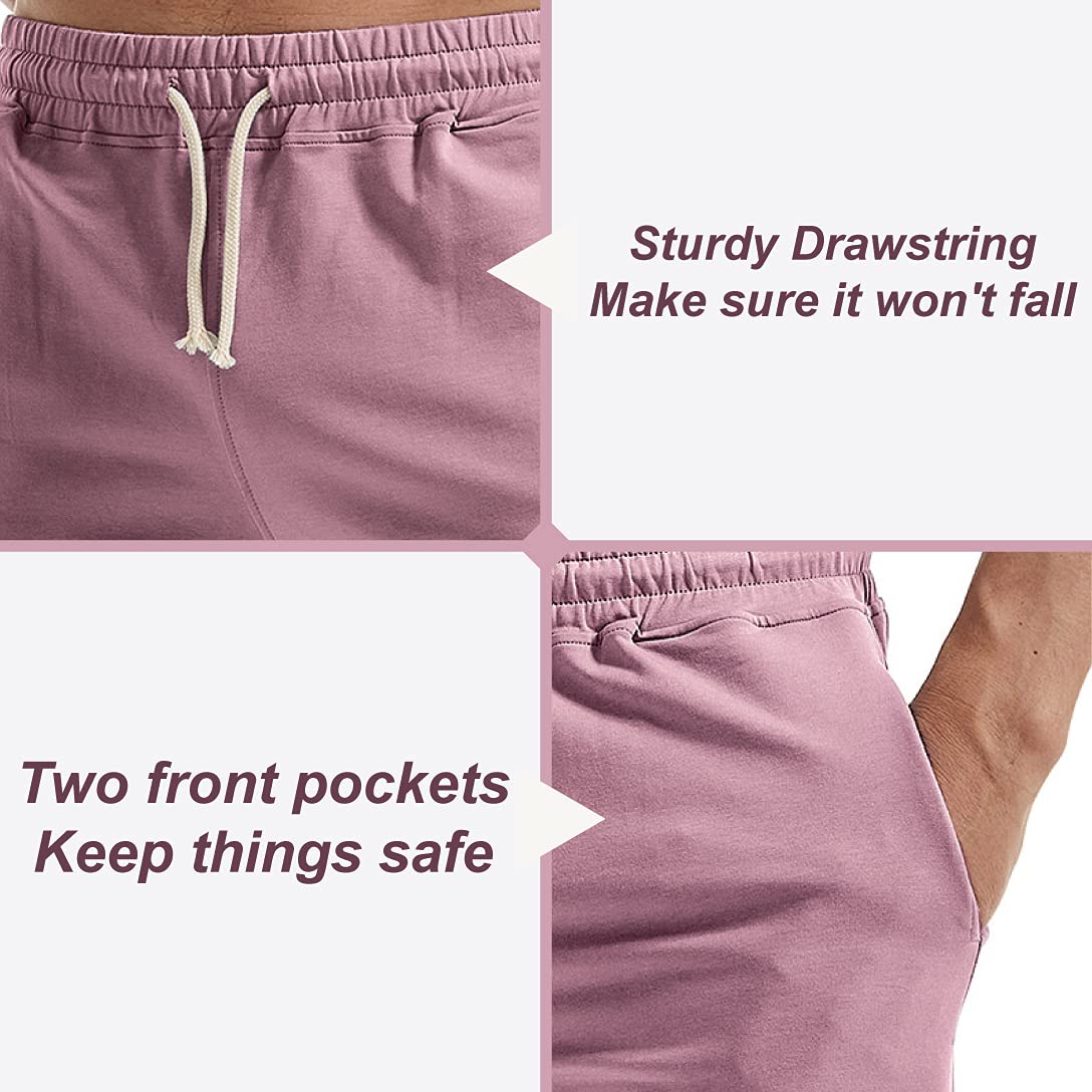 AIMPACT Mens Workout Sweat Shorts 5 Inch Cotton Casual Fitness Mens Athletic Gym Shorts with Pockets Purple