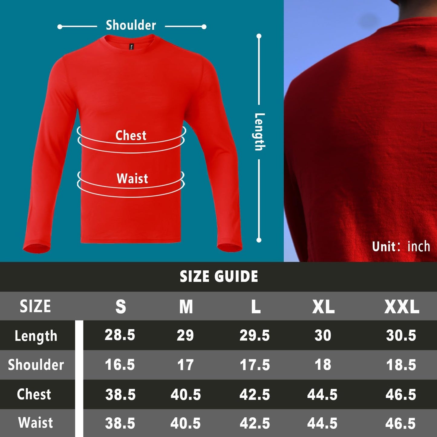 Merino Protect 100% Merino Wool Base Layer Mens Soft Long Sleeve Shirts Odor Resistance Thermal Underwear for Hunting Hiking