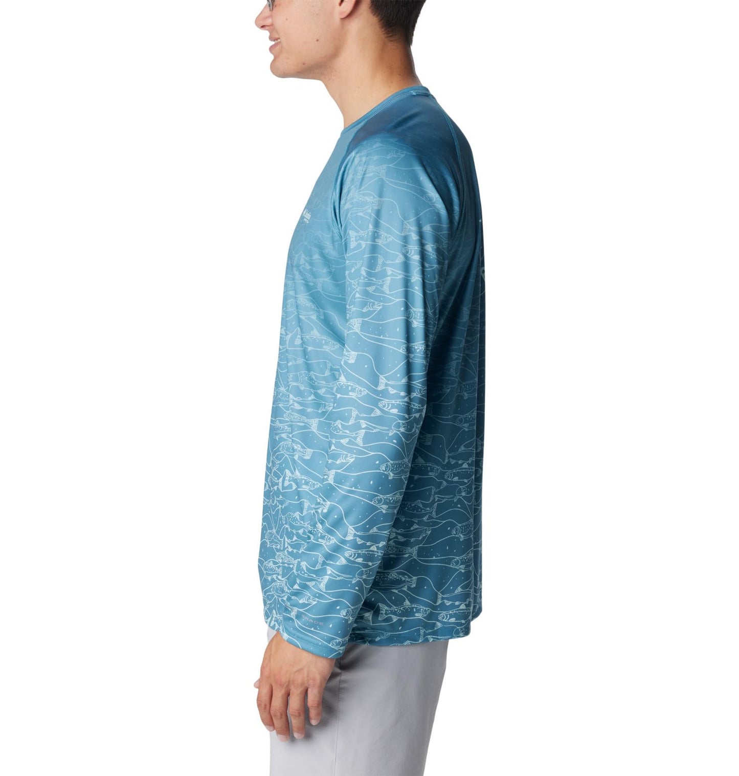 Columbia Men's Super Terminal Tackle PFG Fresh Fade Long Sleeve, Canyon Blue/Tested Tough Fresh Super Fade, Small
