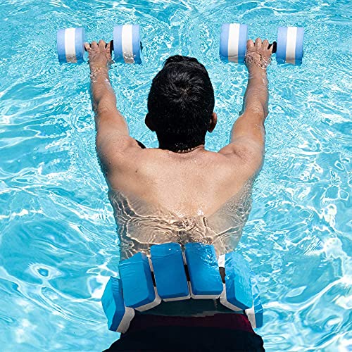 UNAOIWN Water Dumbbell Set for Aquatic Aerobics Exercise, Water Weights Equipment, Training Aid for Aquatic Fitness, Water Workout Fitness Tool (Swim Gloves Version-Blue)