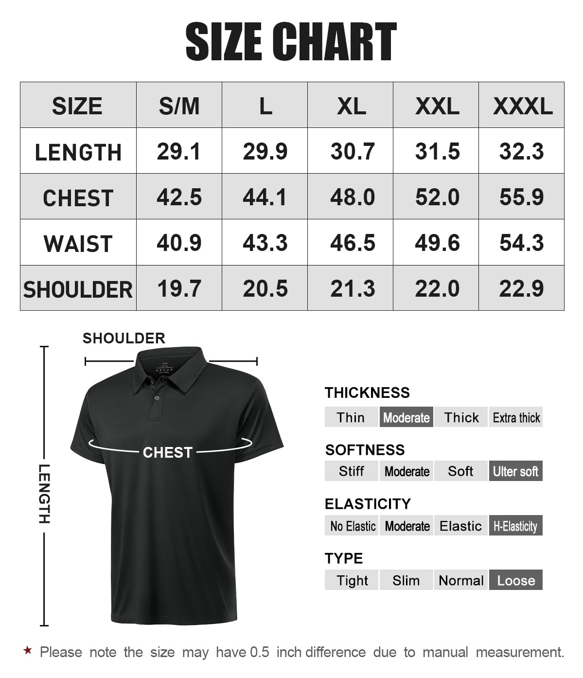 Orrstarry 5 Pack Polo Shirts for Men Dry Fit Short Sleeve Golf T-Shirt Moisture Wicking Collared Casual Work Tops Black/White/Gray/Army Green/Blue S/M
