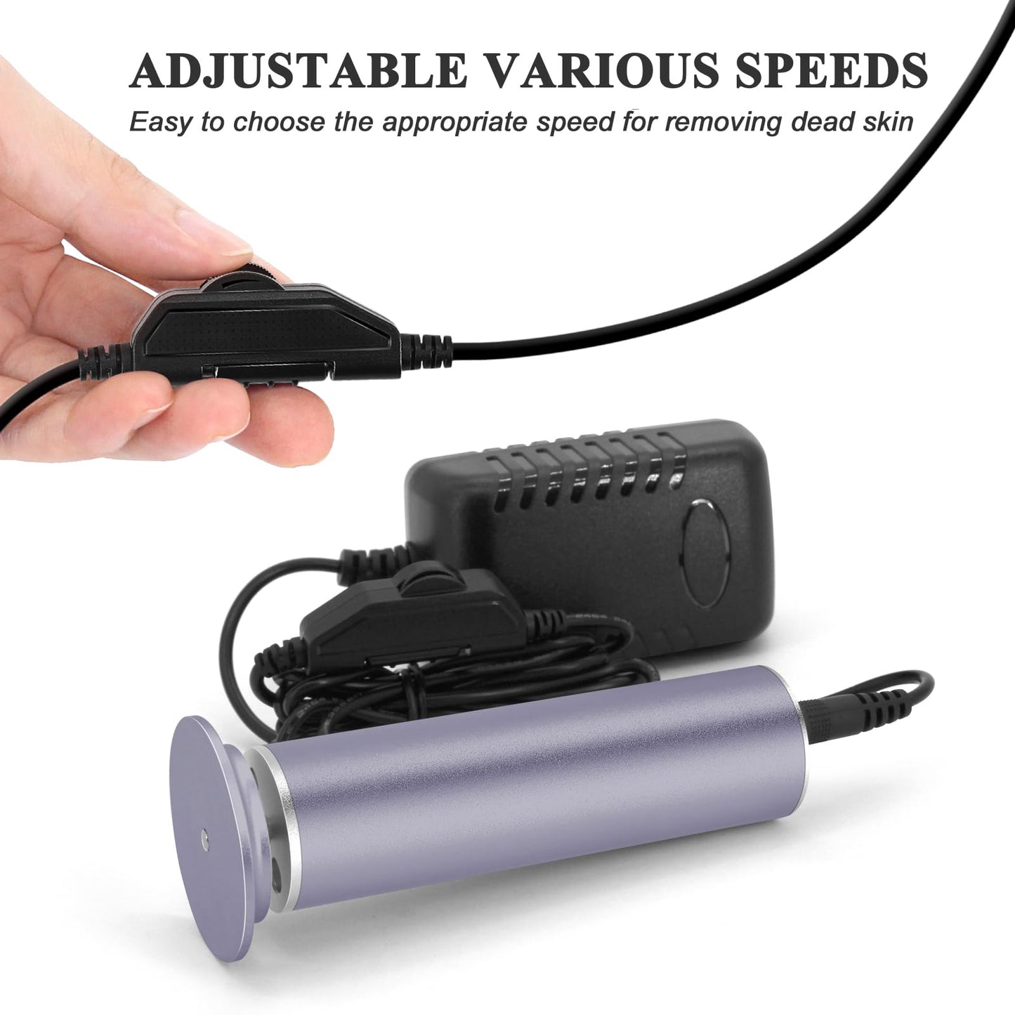 Electric Callus Remover for Feet, Adjustable Various Speed, Powerful Electric Foot File Sander Scrubber Foot Grinder for Dead Skin with 60 Replacement Sanding Discs, 01Gray