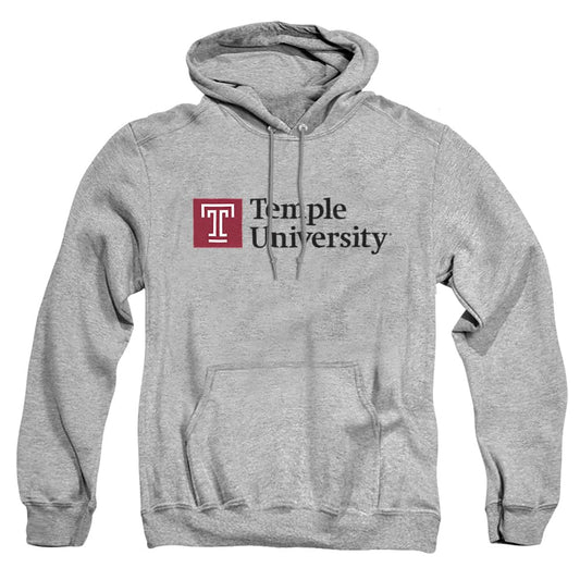 Temple University Official One Color Logo Unisex Adult Pull-Over Hoodie,Athletic Heather, Large
