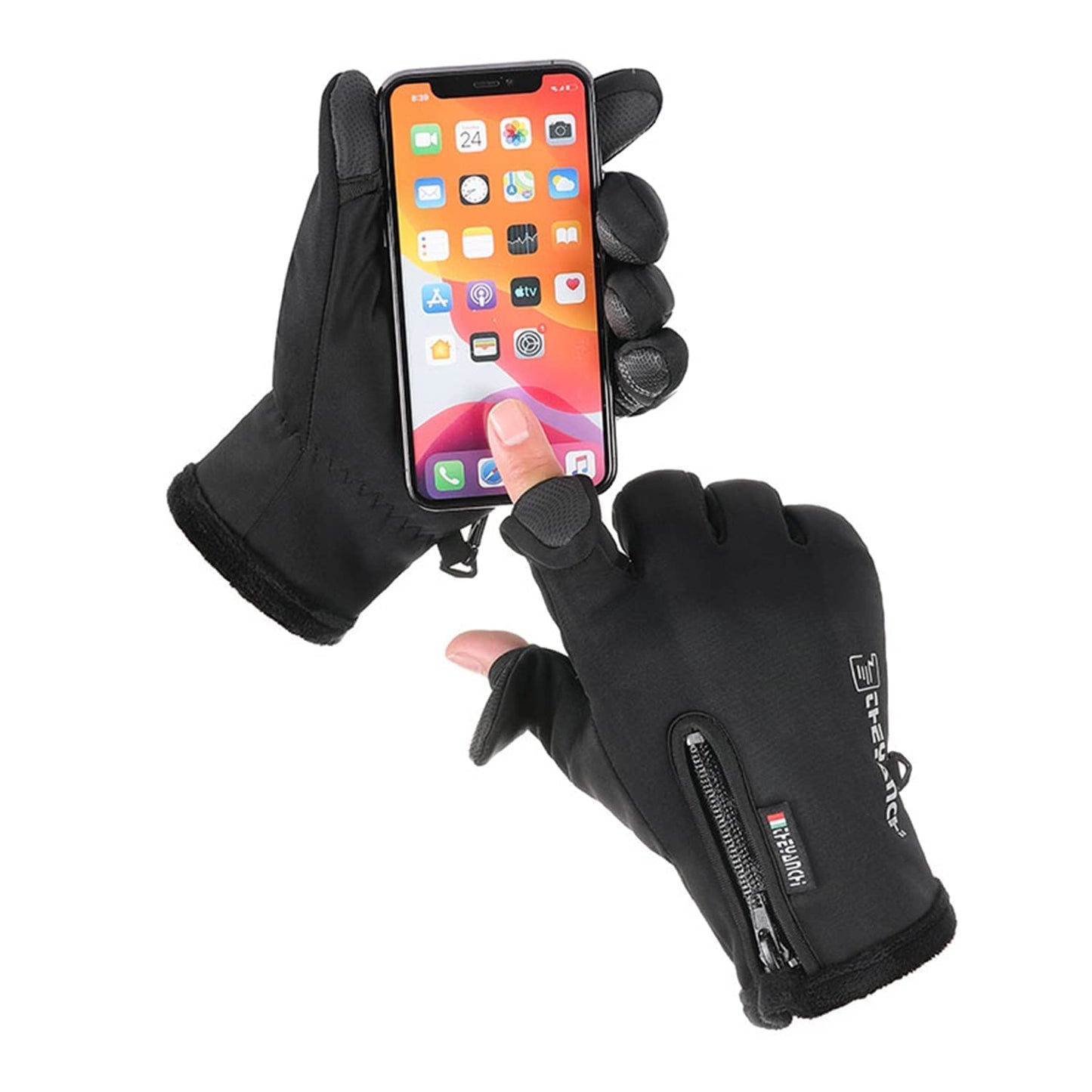 Nonazippy Men's Winter Gloves: Touchscreen, Warm Running Gloves, Ideal for Cold Weather Sports and Outdoor Activities!(Black, L)