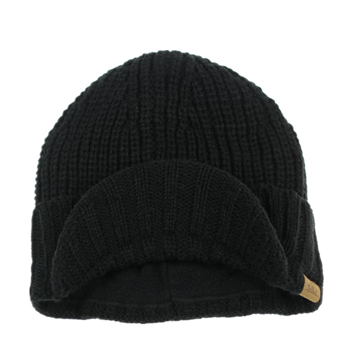 Home Prefer Men's Winter Hat Warm Wool Acrylic Fleece Knit Beanie Cap Outdoor Newsboy Beanie Hat for Men Black