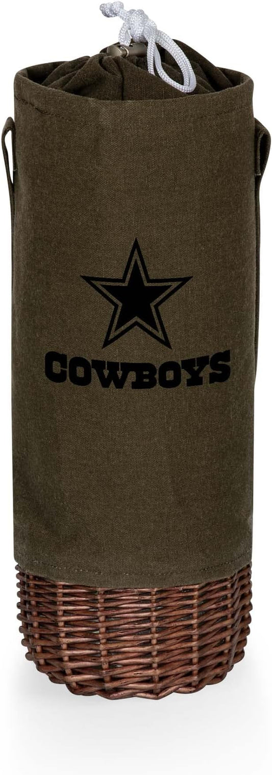 PICNIC TIME NFL Unisex-Adult NFL Malbec Insulated Canvas and Willow Wine Bottle Basket