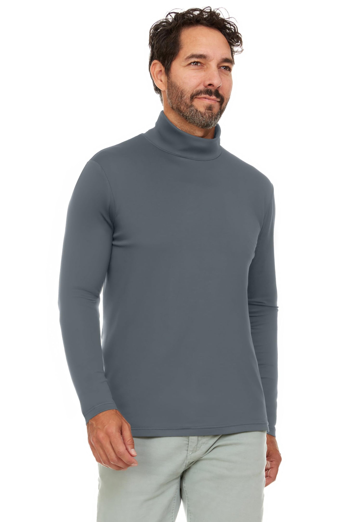 Thermajohn Charcoal Mens Turtleneck Long Sleeve Shirts Slim Fit Thermal L