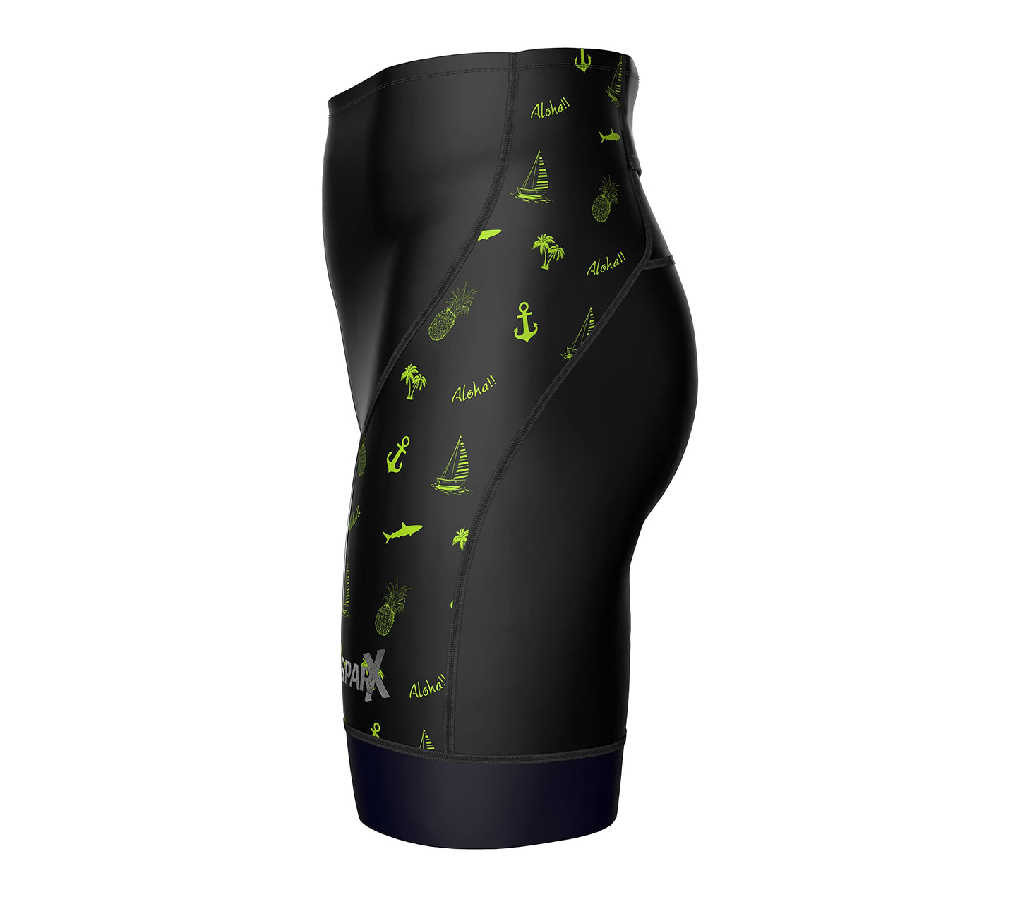 Sparx Men's Active Triathlon Short Tri Cycling Short Swim Bike Run (Aloha, Large)