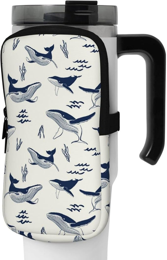 Galaxy Mandala Water Bottle Pouch for Stanley Cup 40oz 30oz,Personalized Gym Purse for Men Women, Tumbler Pouch with Versatile Pocket Water Bottle Bag for Cards, Keys, Phone