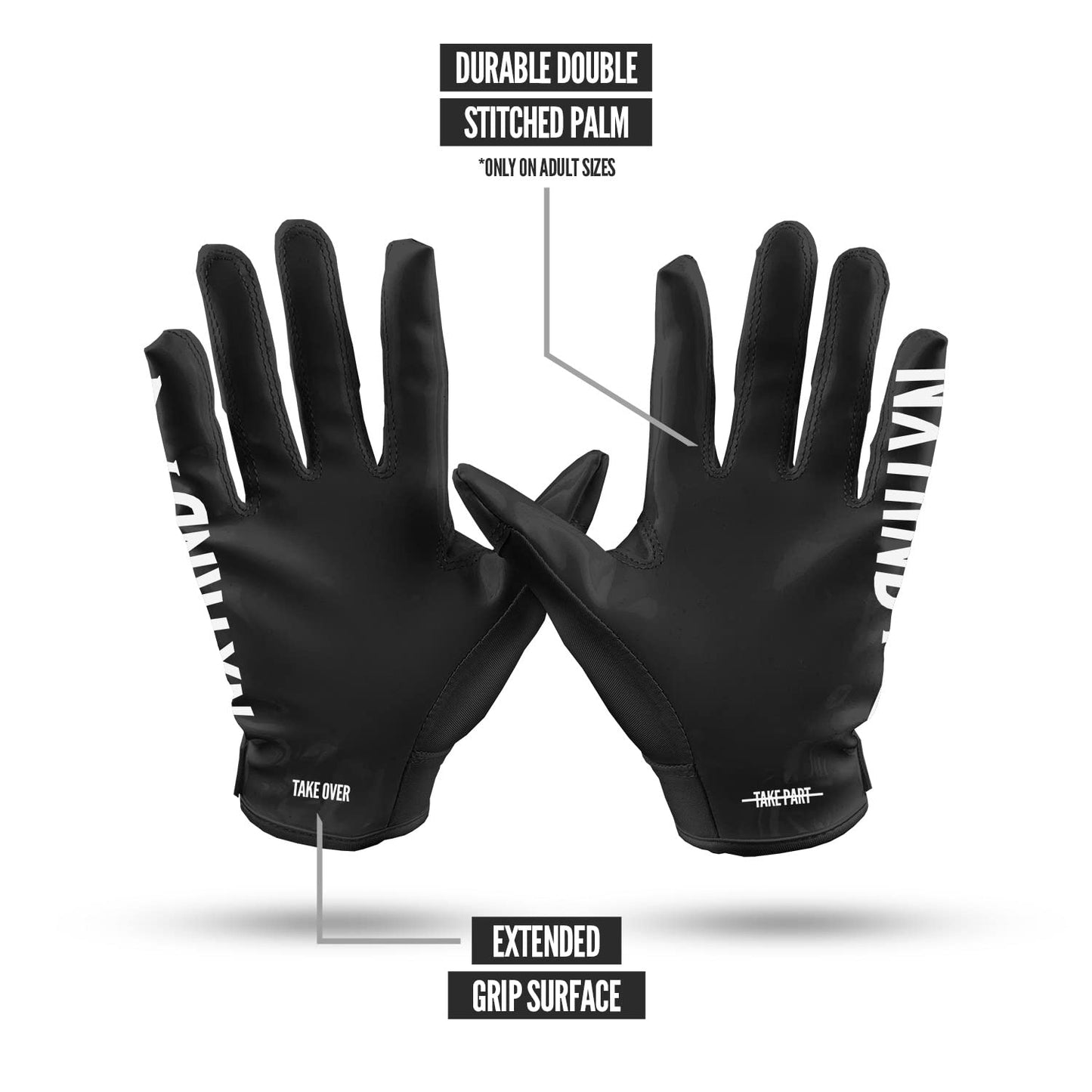 Nxtrnd G1 Men's Football Gloves, Adult Sticky Receiver Gloves (Black, X-Large)