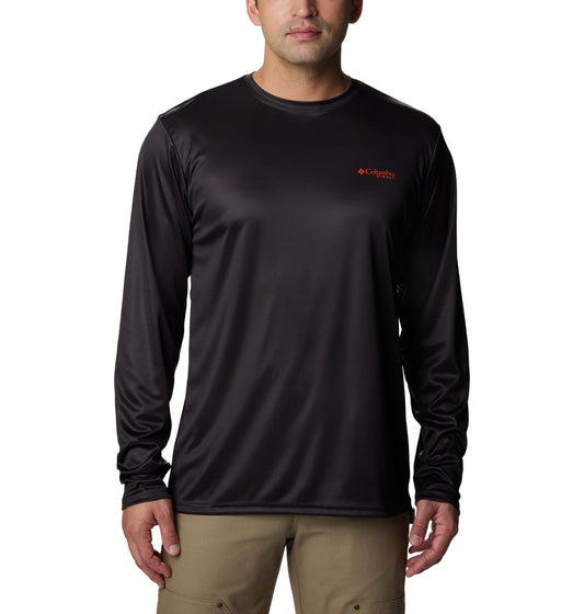 Columbia Men's PHG Terminal Shot Game Flag Long Sleeve, Black/Blaze Cast n Blast, Medium