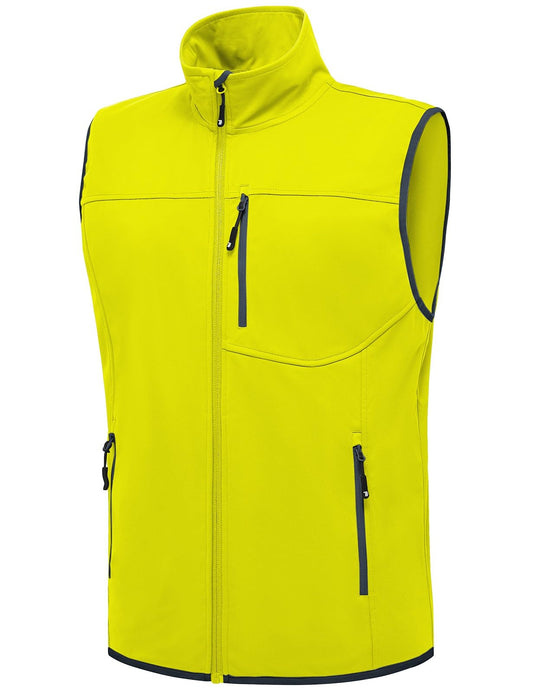 Rdruko Men's Golf Vests Outerwear Lightweight Waterproof Outdoor Running Travel Softshell Vests(Lemon Yellow, US XXXL)