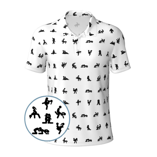 Sex Education Golf Shirts for Men, Funny Golf Polo Moisture Wicking Dry Fit Short Sleeve White