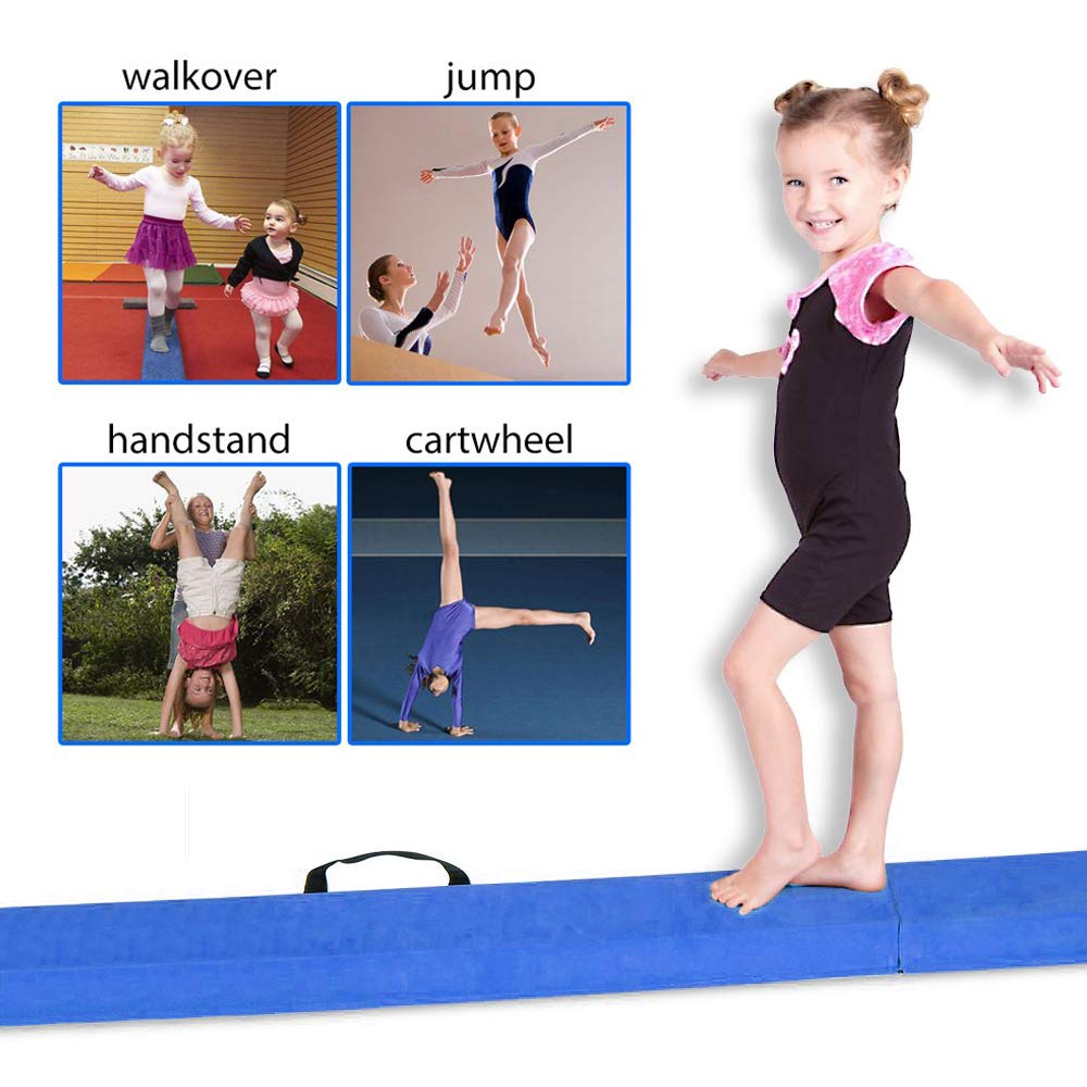 FBSPORT 8ft Balance Beam: Folding Floor Gymnastics Equipment for Kids Adults,Non Slip Rubber Base, Gymnastics Beam for Training, Practice, Physical Therapy and Professional Home Training