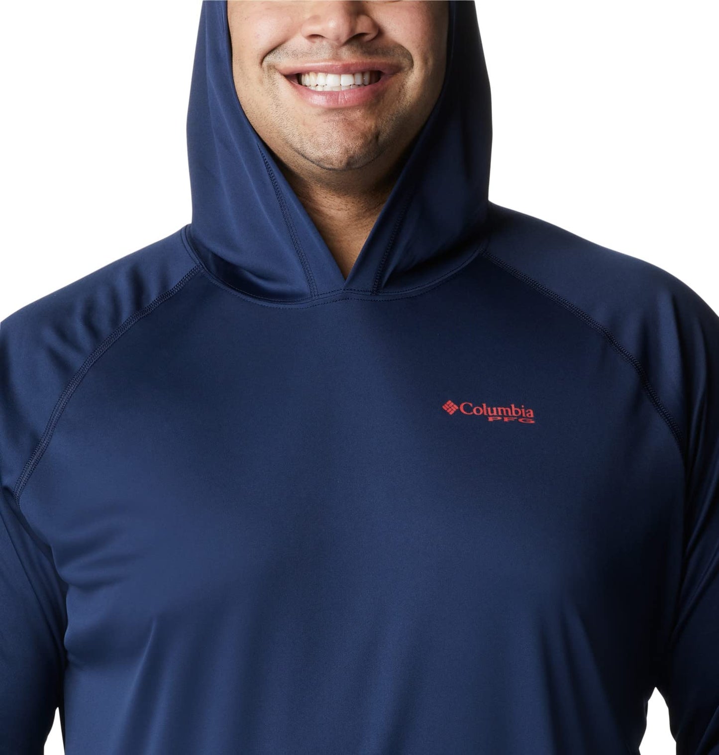 Columbia Men's Terminal Tackle Hoodie, Coll Navy/Sunset Red Logo, Medium