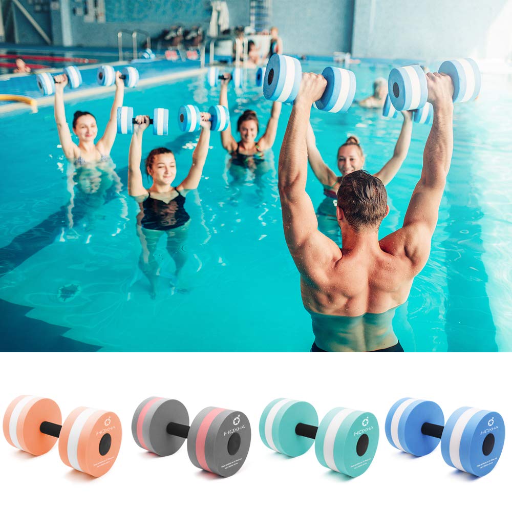 Water Dumbells, Aquatic Exercise Dumbell Set of 2 Water Aerobic Exercise Foam Dumbbells Pool Resistance Water Fitness Equipment for Weight Loss (Orange)