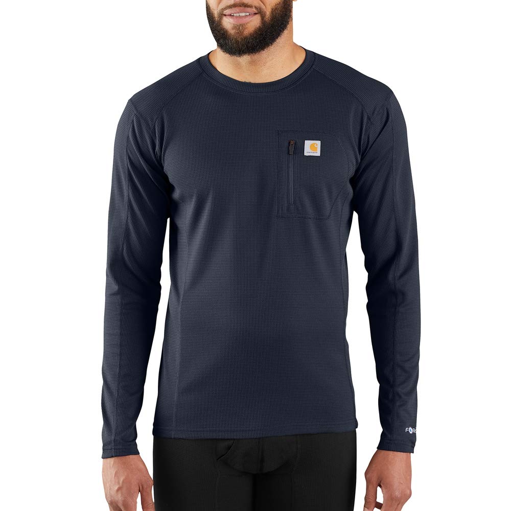 Carhartt Base Layer Men's Force Midweight Tech Thermal Base Layer Long Sleeve Shirt, Navy, X-Large