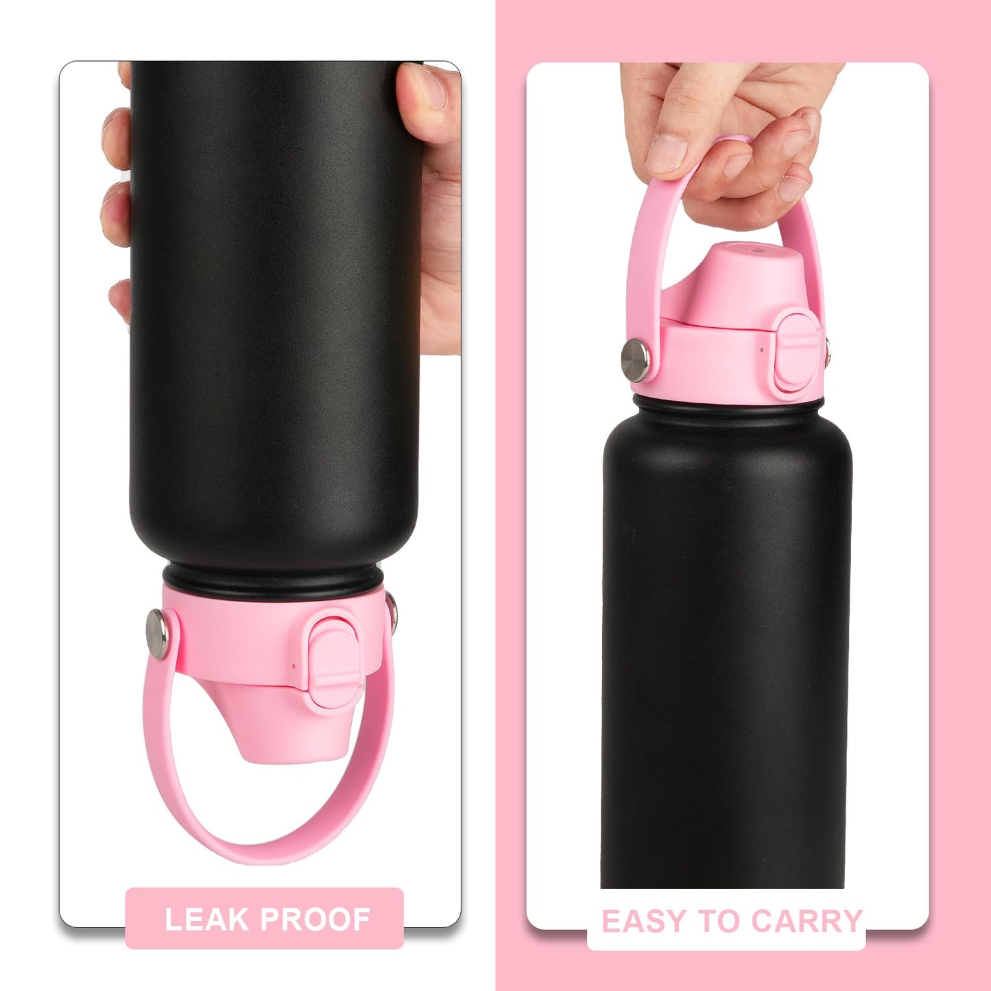 EIPOSAU Auto Flip Lid for Hydro Flask Wide Mouth, Great Spout Lid for Simple Modern, Fits for Iron Flask and Other Brands, Replacement Lid with Button Lock, Pink